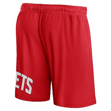 Men's Fanatics Branded Red Houston Rockets Free Throw Mesh Shorts