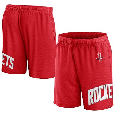 Men's Fanatics Branded Red Houston Rockets Free Throw Mesh Shorts