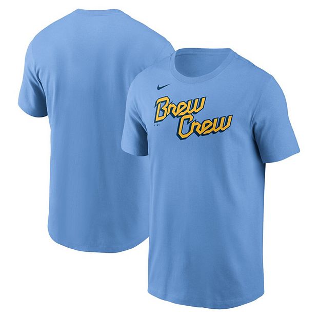 Men's Nike Powder Blue Milwaukee Brewers 2022 City Connect Wordmark T-Shirt
