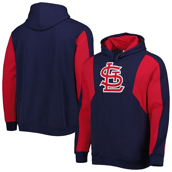 Men's Mitchell & Ness Navy/Red St. Louis Cardinals Colorblocked Fleece ...