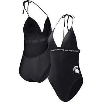 Women's G-III 4Her by Carl Banks Black Michigan State Spartans Full Count One-Piece Swimsuit