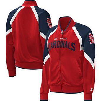 Women's Starter Red St. Louis Cardinals Touchdown Raglan Full-Zip Track Jacket
