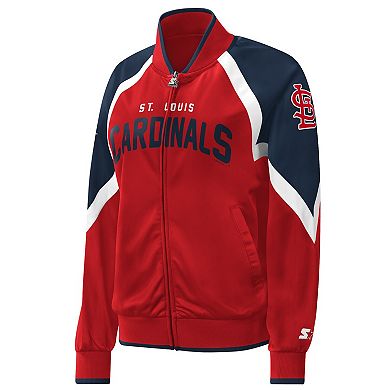 Women's Starter Red St. Louis Cardinals Touchdown Raglan Full-Zip Track Jacket