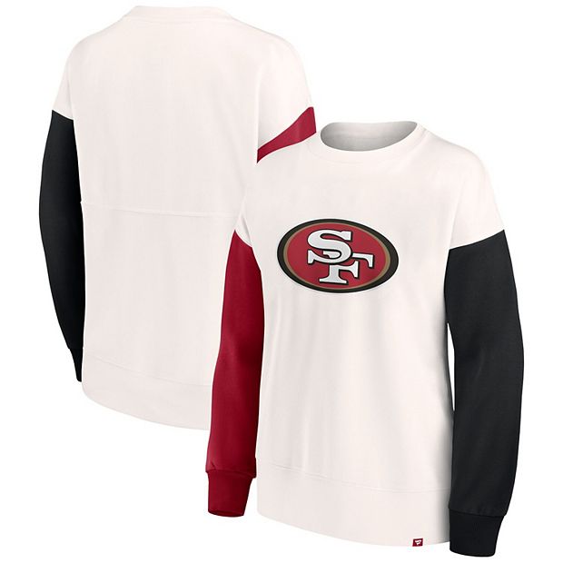 Women's Fanatics Branded White San Francisco 49ers Colorblock Primary Logo  Pullover Sweatshirt