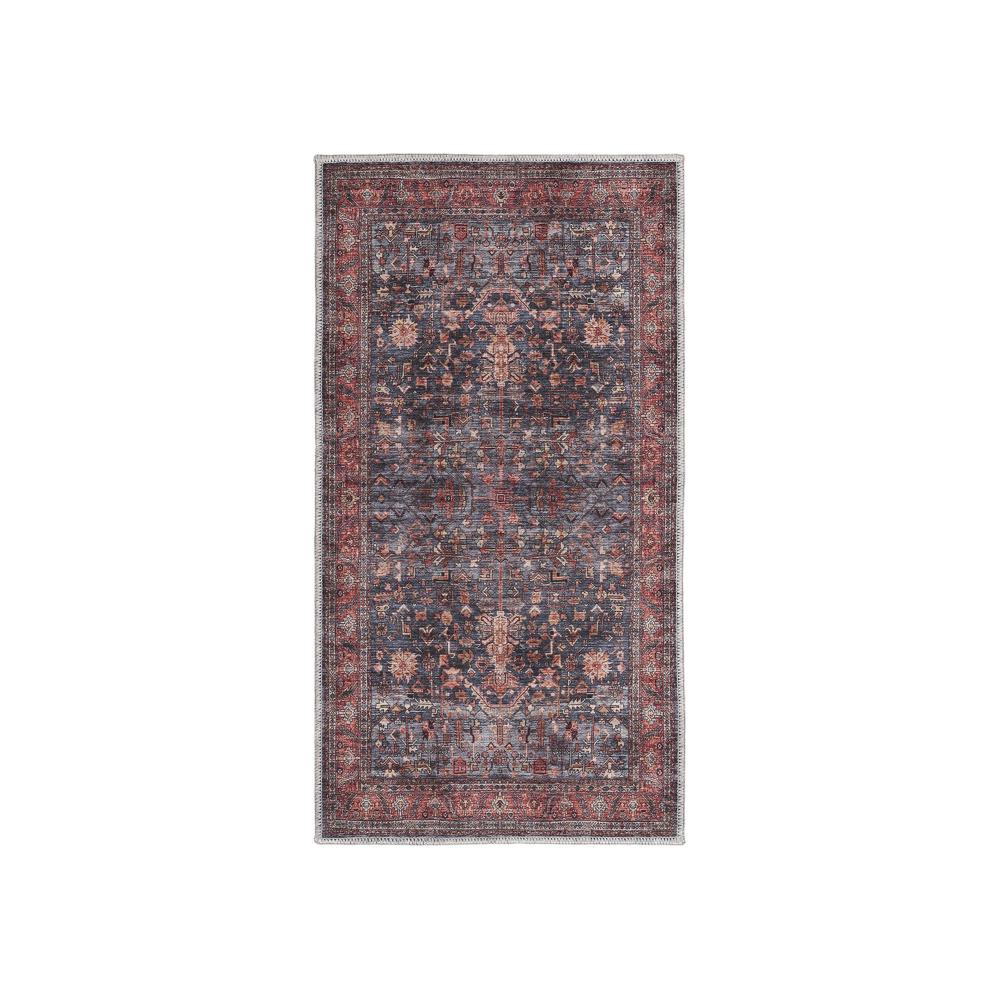 Nourison Brilliance Vintage Washable Indoor Rug, Blue Brick