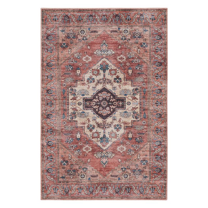 Nourison Brilliance Medallion Indoor Rug, Red, 5X7 Ft