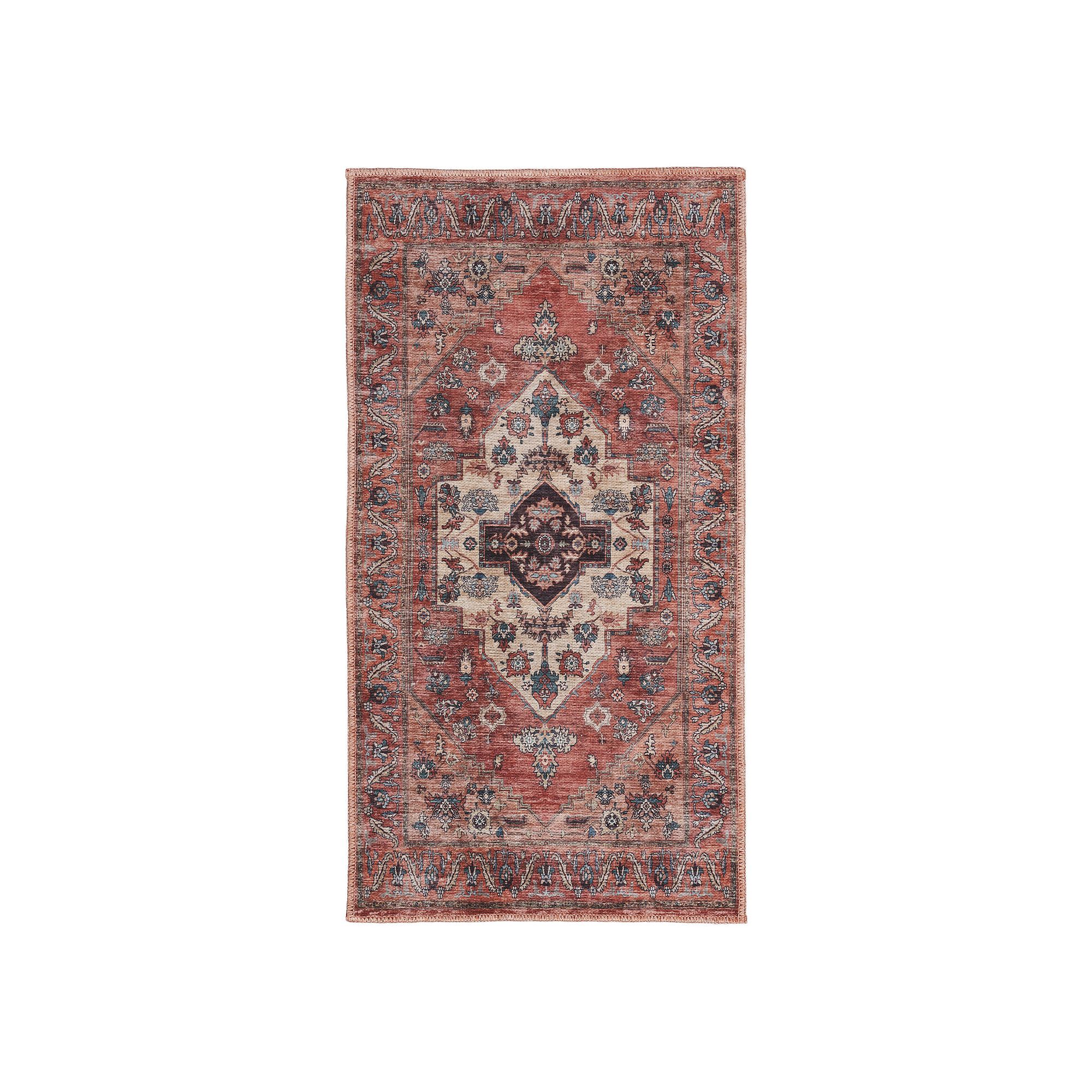 Nourison Brilliance Medallion Washable Indoor Rug, Red Team