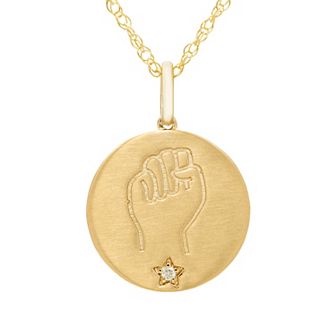 Boston Bay Diamonds 14k Gold Over Silver Diamond Accent "Solidarity" Disk Pendant Necklace
