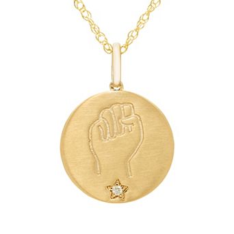 Boston Bay Diamonds 14k Gold Over Silver Diamond Accent "Solidarity" Disk Pendant Necklace