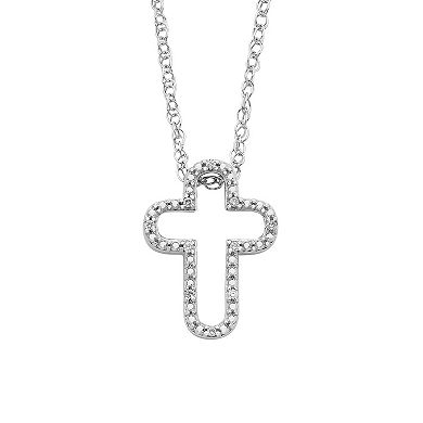 Boston Bay Diamonds Diamond Accent Cross Pendant Necklace 2-piece Set