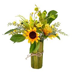 Nearly Natural Golden Sunflower Candelabrum Silk Flower Arrangement