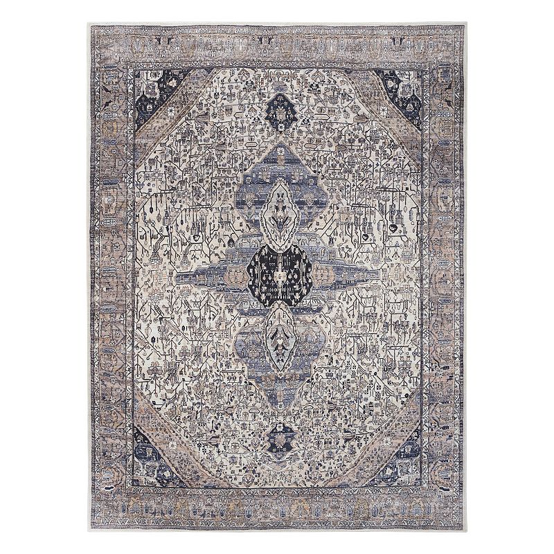 Nourison Brilliance Persian Medallion Indoor Rug, White, 9X12 Ft