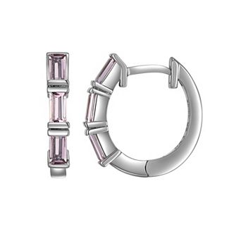 Sarafina Simulated Pink Sapphire Huggie Hoop Earrings