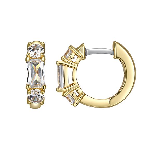 16 Boucles D'oreilles Créoles En Laiton Plaqué Or Avec Zirconium - Pour Création De Bijoux DIY