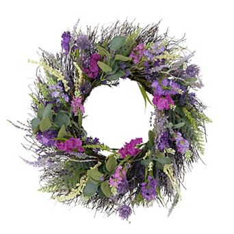 Puleo International Inc. Artificial Eucalyptus Floral Spring Multicolor Wreath