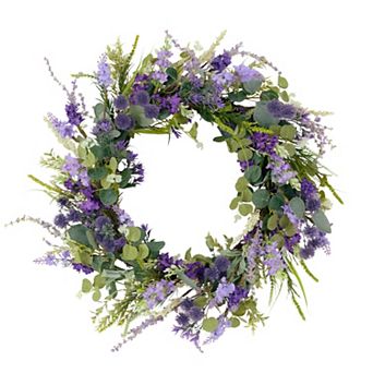 PULEO INTERNATIONAL Artificial Echinops Floral Spring Wreath