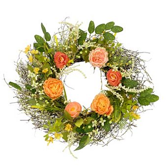 Puleo International Inc. Artificial Peony Floral Spring Wreath