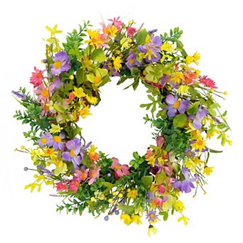 Puleo International Inc. Artificial Daisy Floral Spring Wreath