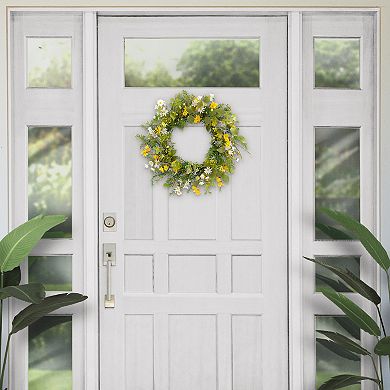 PULEO INTERNATIONAL Artificial Daisy Floral Spring Wreath