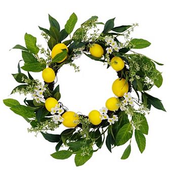 Puleo International Inc. Artificial Daisy Lemons Spring Wreath