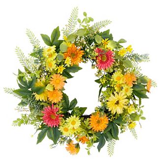 PULEO INTERNATIONAL Artificial Chrysanthemum Spring Floral Wreath