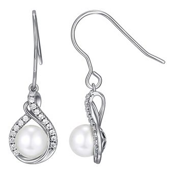 Sarafina Simulated Pearl & Cubic Zirconia Drop Earrings