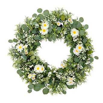 Puleo International Inc. Artificial White Daisy Floral Spring Wreath
