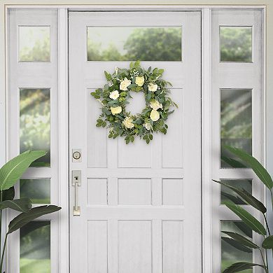 PULEO INTERNATIONAL Artificial Eucalyptus Ivory Floral Wreath