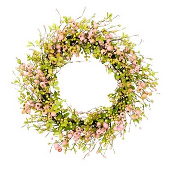 Puleo International Inc. Artificial Blossoming Poppy Spring Wreath