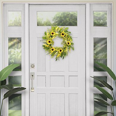 Puleo International Inc. Artificial Sunflower Spring Wreath