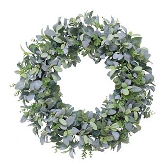 Puleo International Inc. Artificial Flocked Lambs Ear Spring Wreath