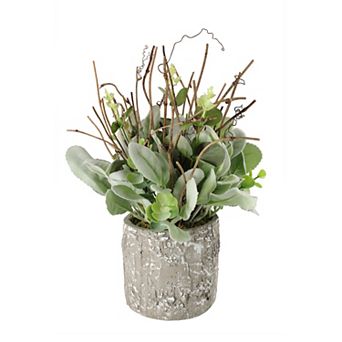 Puleo International Inc. Artificial Lambs Ear Twigs Potted Plant Table Decor