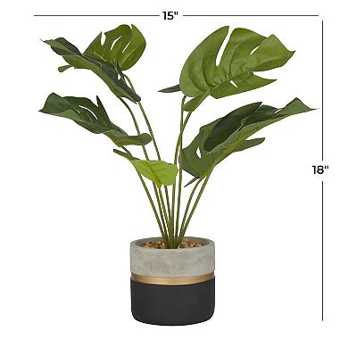 Stella & Eve Artificial Monstera Plant Gold Accent Pot Floor Decor