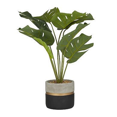 Stella & Eve Artificial Monstera Plant Gold Accent Pot Floor Decor