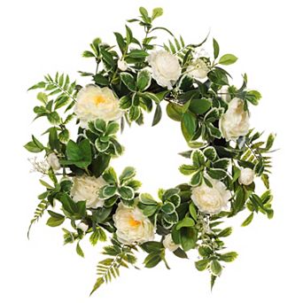 PULEO INTERNATIONAL Artificial Peony Spring Wreath