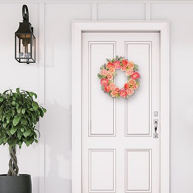 PULEO INTERNATIONAL Artificial Peony Rose Spring Wreath