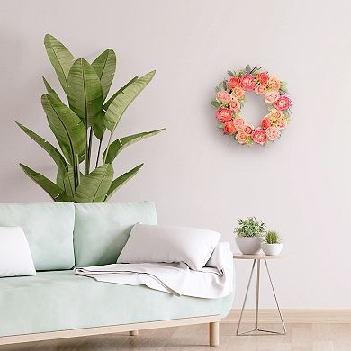 PULEO INTERNATIONAL Artificial Peony Rose Spring Wreath