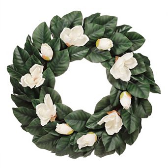 PULEO INTERNATIONAL Artificial Magnolia Spring Wreath