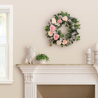 Puleo International Inc. Artificial Roses Spring Wreath