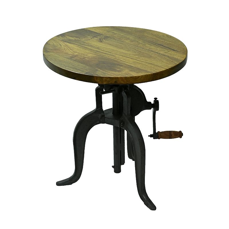 Carolina Chair & Table Regan Adjustable Crank Accent Table, Beig/Green