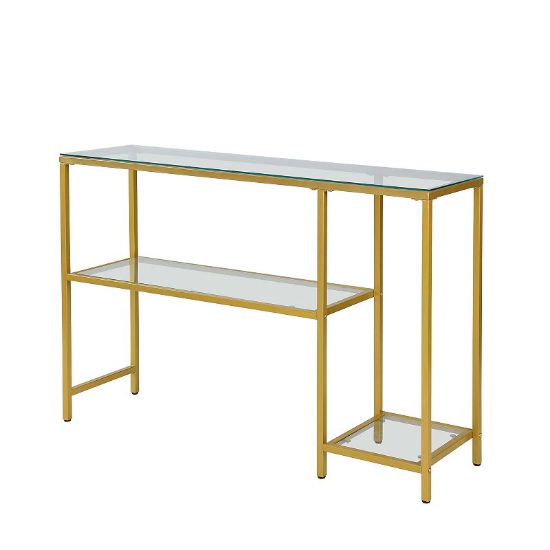 Carolina Chair & Table Rayna Console Table with Shelves, Yellow