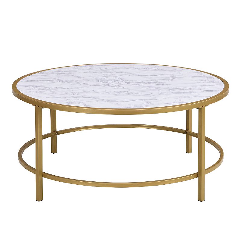 Carolina Chair & Table Verazano Faux-Marble 36 Coffee Table, Yellow