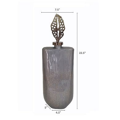 Henri Aluminum Leaf Glass Vase Floor Decor