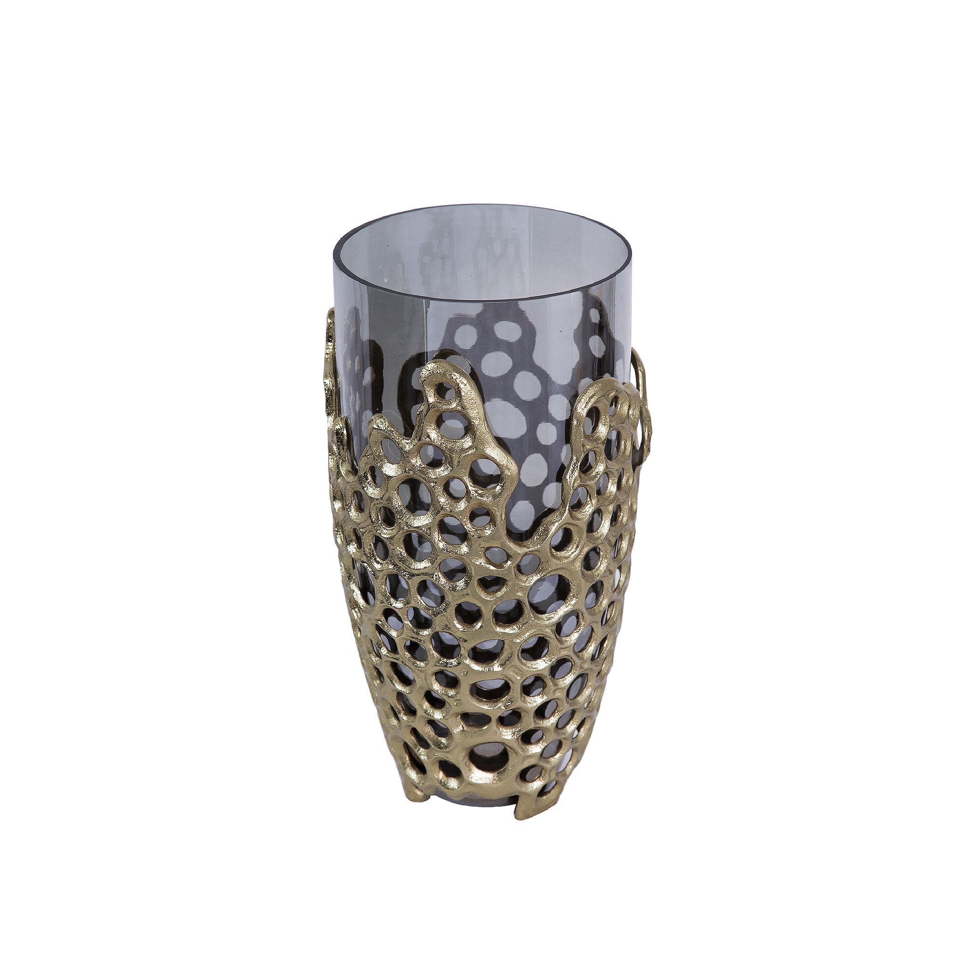 Percy Aluminum Glass Vase, Brown