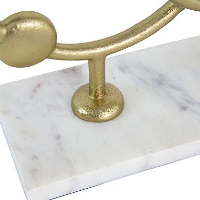 Persey Gold Tone Aluminum Glass Candle Holder with Marble Base Floor Decor