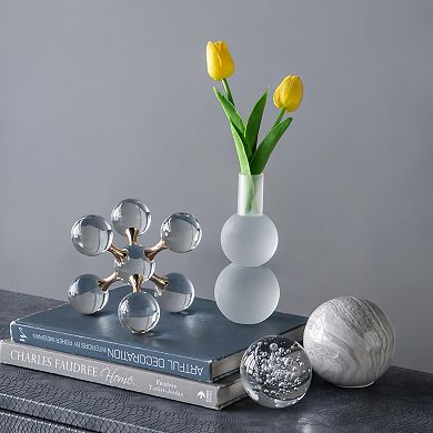 Double Orb Frosted Glass Vase Table Decor