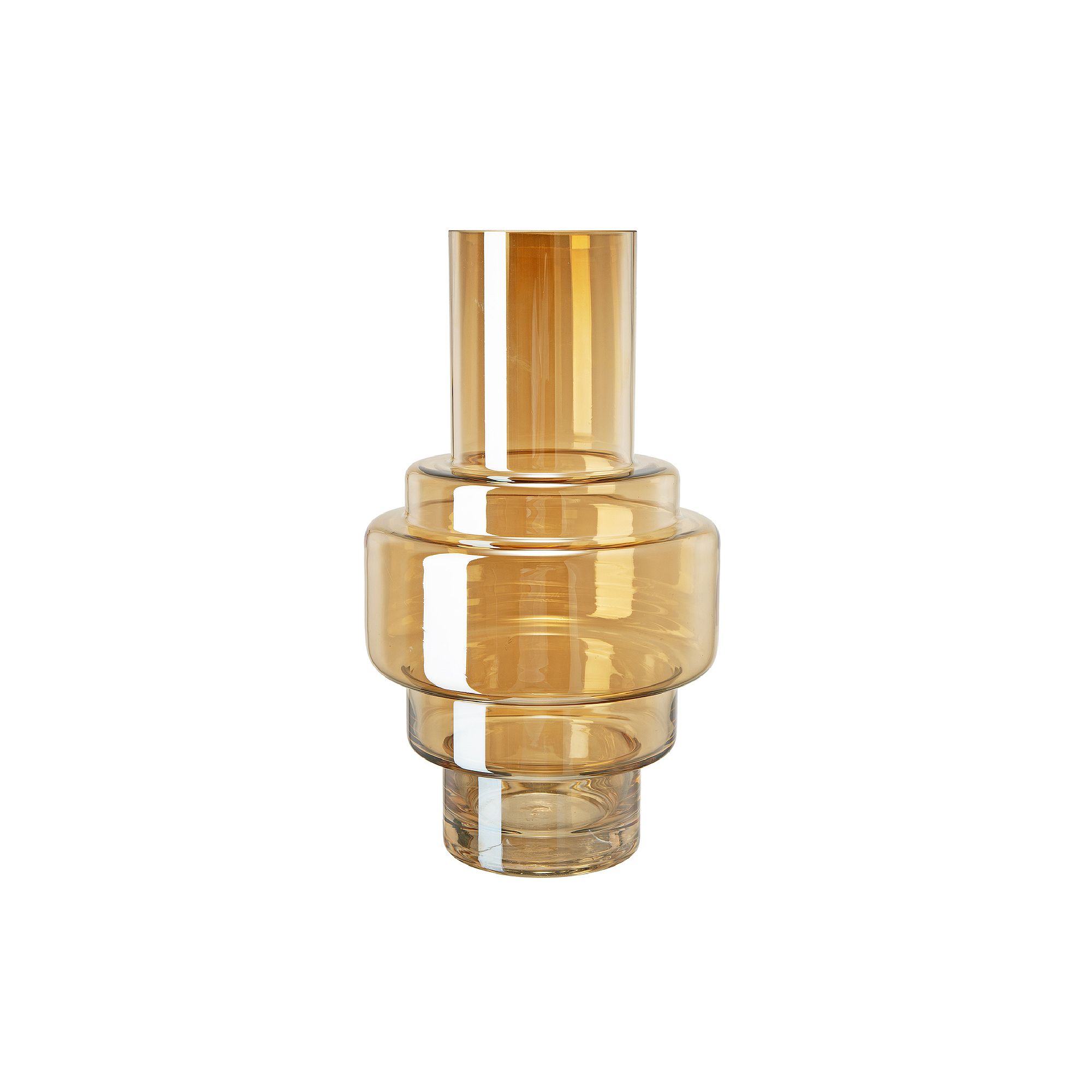 Geometric Clear Glass Vase, Yellow
