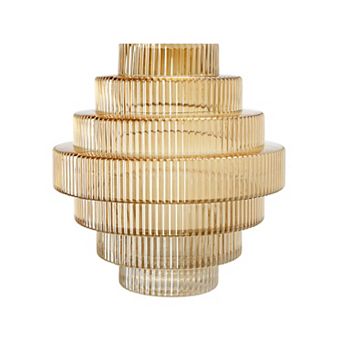 Ribbed Art Deco Geometric Glass Vase Table Decor