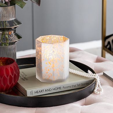 Hexagon Speckled Glass Votive Candle Holder