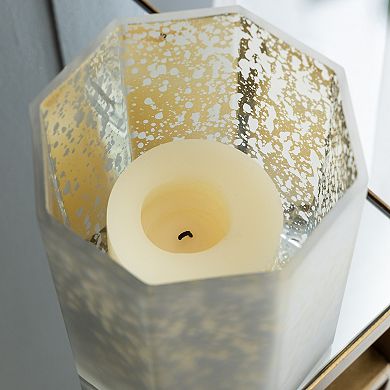 Hexagon Speckled Glass Votive Candle Holder